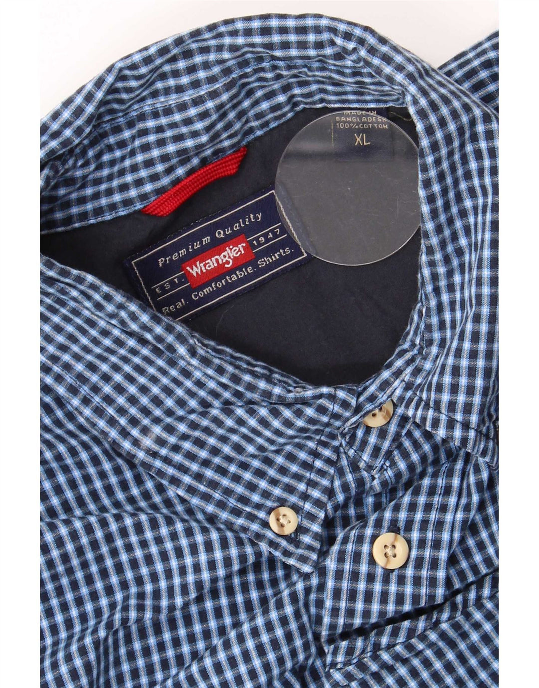 Ανδρικό πουκάμισο Wrangler XL Blue Gingham Cotton