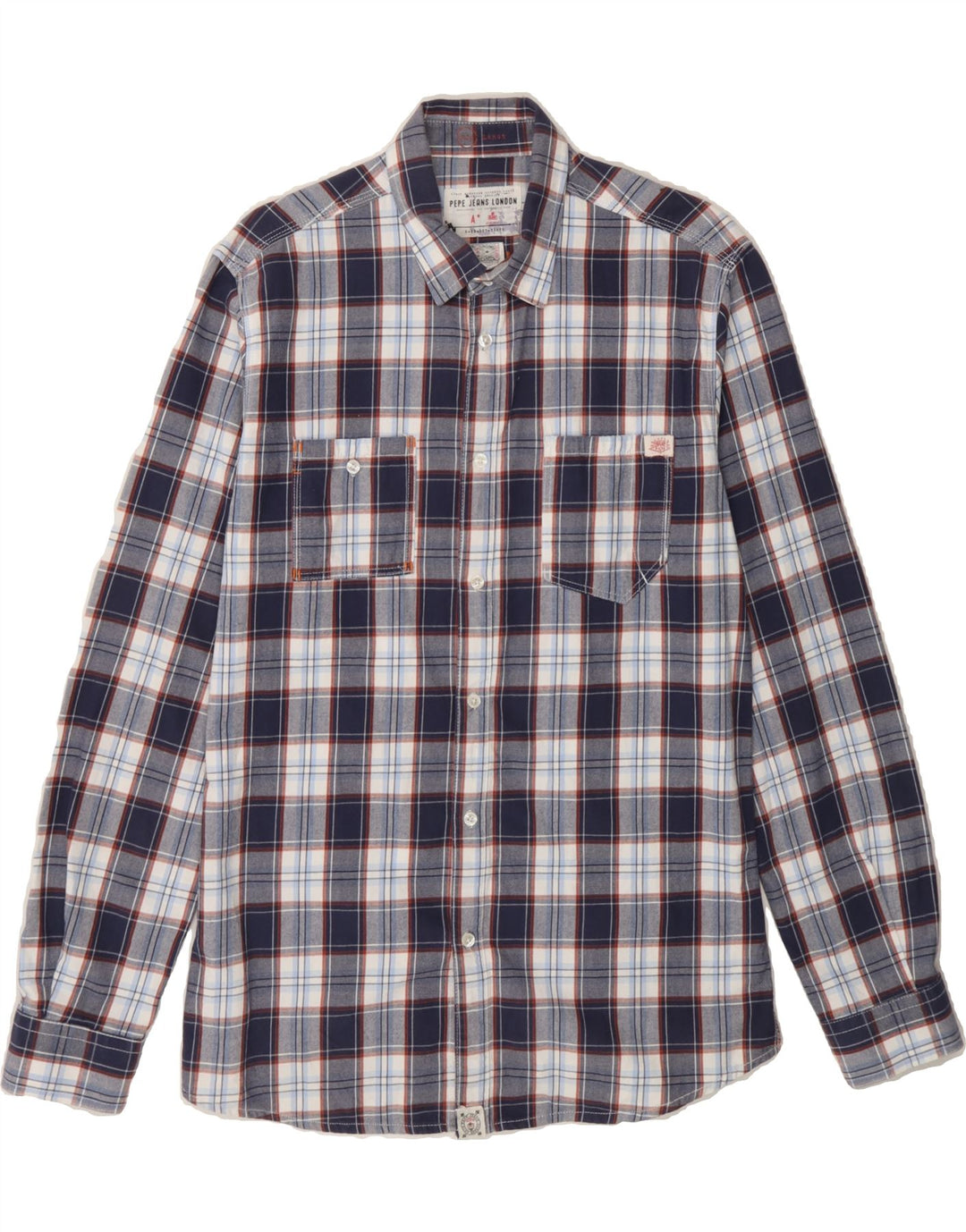 PEPE JEANS Mens Flannel Shirt Large Blue Check Cotton Vintage PEPE Jeans and Second-Hand PEPE Jeans from Messina Hembry 