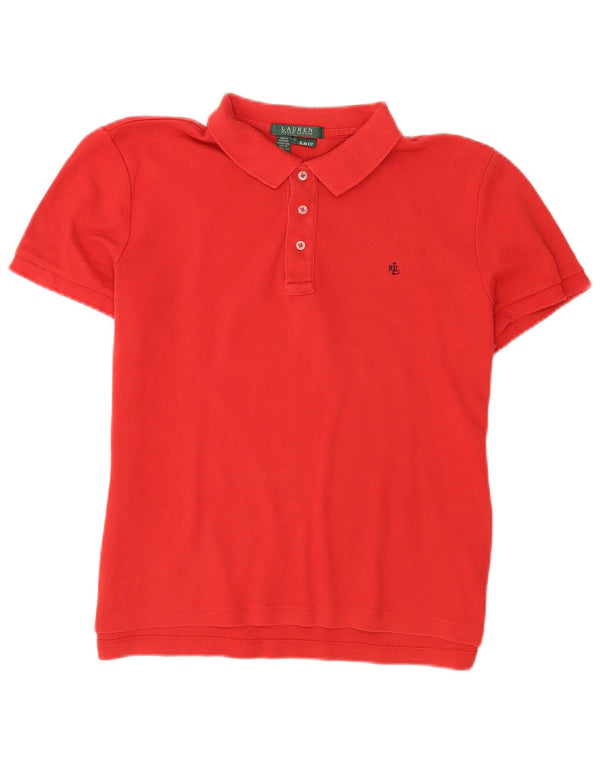 Γυναικείο μπλουζάκι πόλο Ralph Lauren UK 14 μεγάλο κόκκινο βαμβακερό