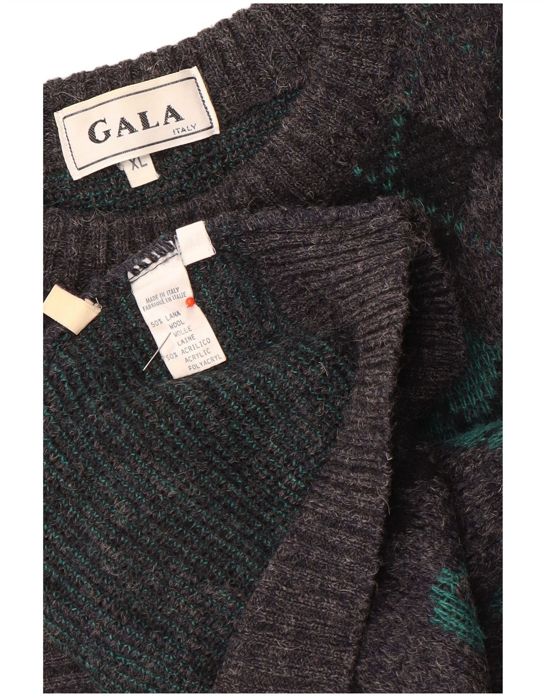 Gala Ανδρικό πουλόβερ με λαιμόκαυστο XL Γκρι Argyle/Diamond Wool