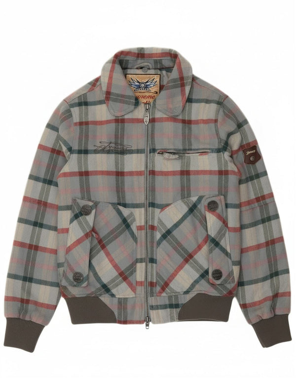 Ανδρικό μπουφάν Iguana Bomber UK 34 XS Γκρι καρό μαλλί