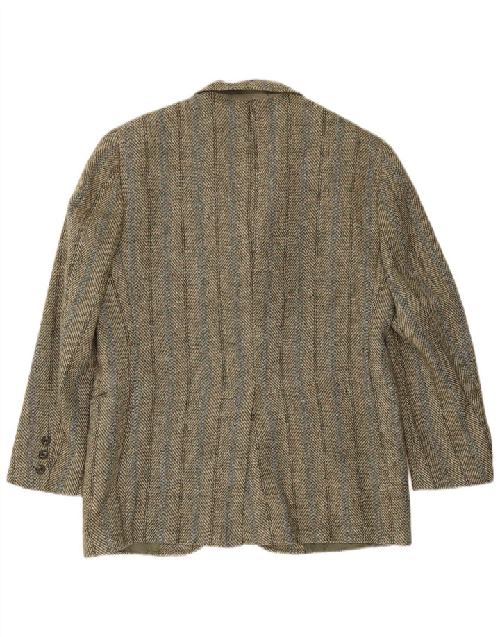 Harris Tweed Ανδρικό σακάκι σακάκι με 3 κουμπιά UK 38 Medium Khaki Ψαροκόκκαλο