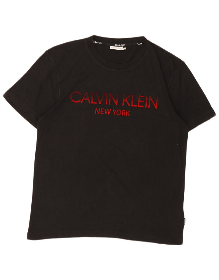 Ανδρικό γραφικό T-shirt CALVIN KLEIN Τοπ μεσαίο μαύρο βαμβακερό