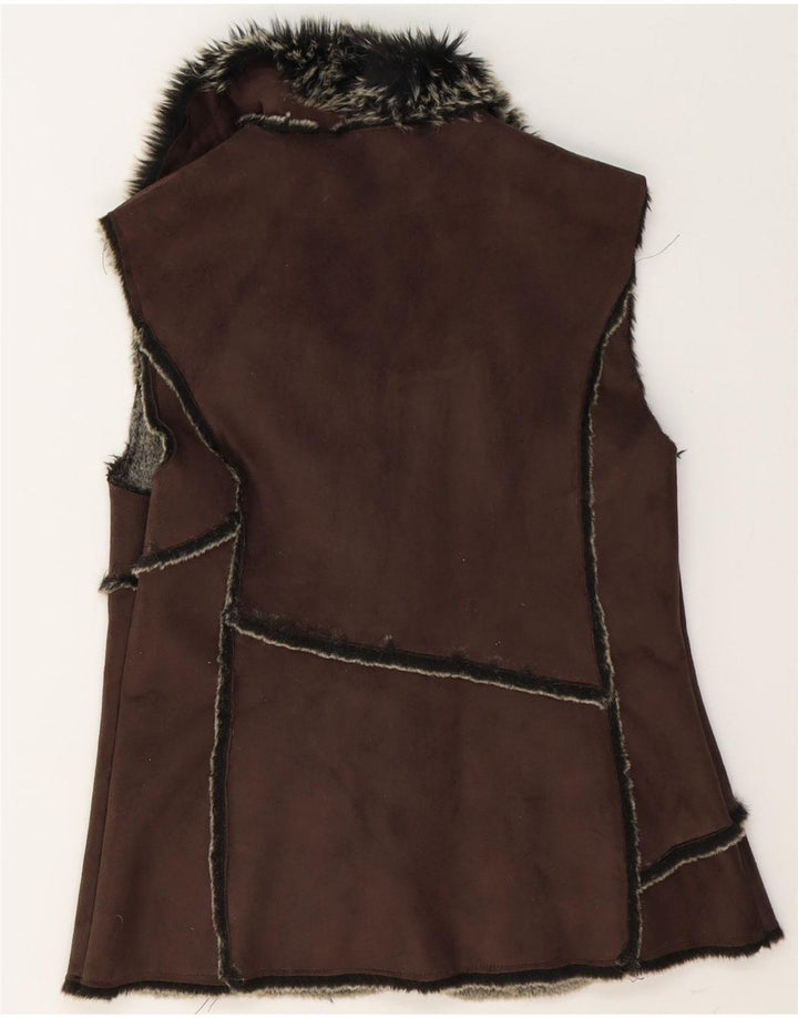 Debenhams Womens Sherpa Gilet UK 12 Medium Brown Πολυεστέρας