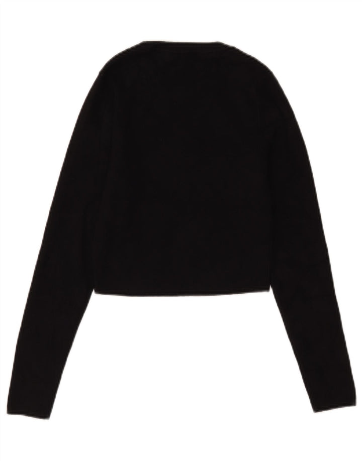 Zara Γυναικείο Crop Top Μακρυμάνικο UK 12 Medium Black