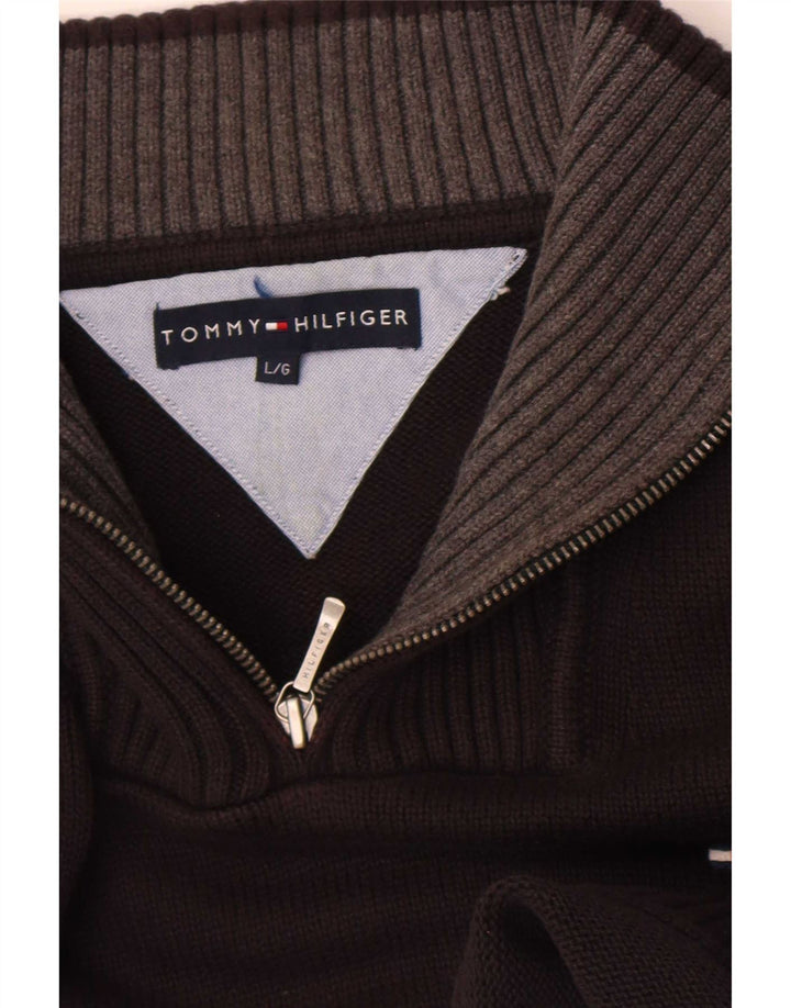 Ανδρικό πουλόβερ με φερμουάρ Tommy Hilfiger, μαύρο μεγάλο