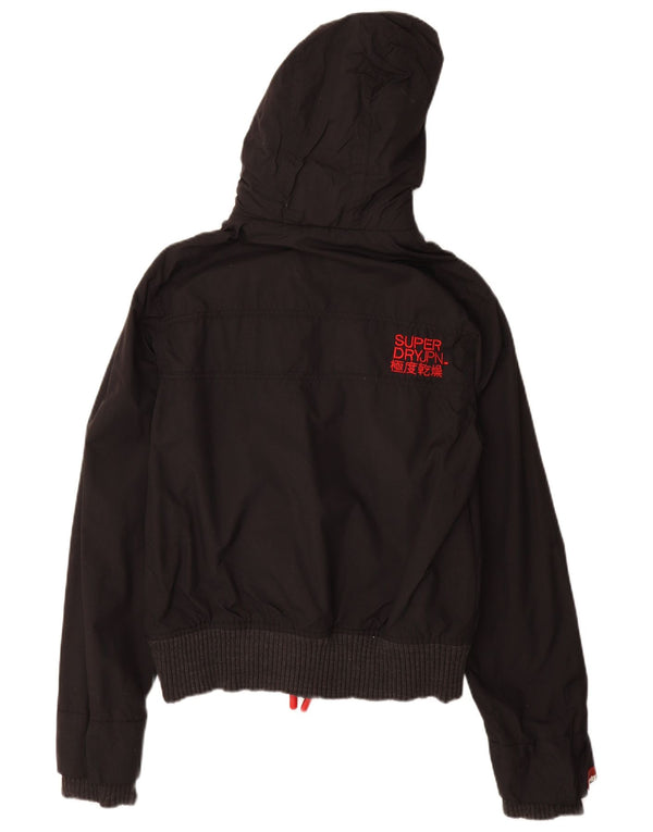 SUPERDRY Womens The Windbomber Hooded Windbreaker Jacket UK 10 Small Black