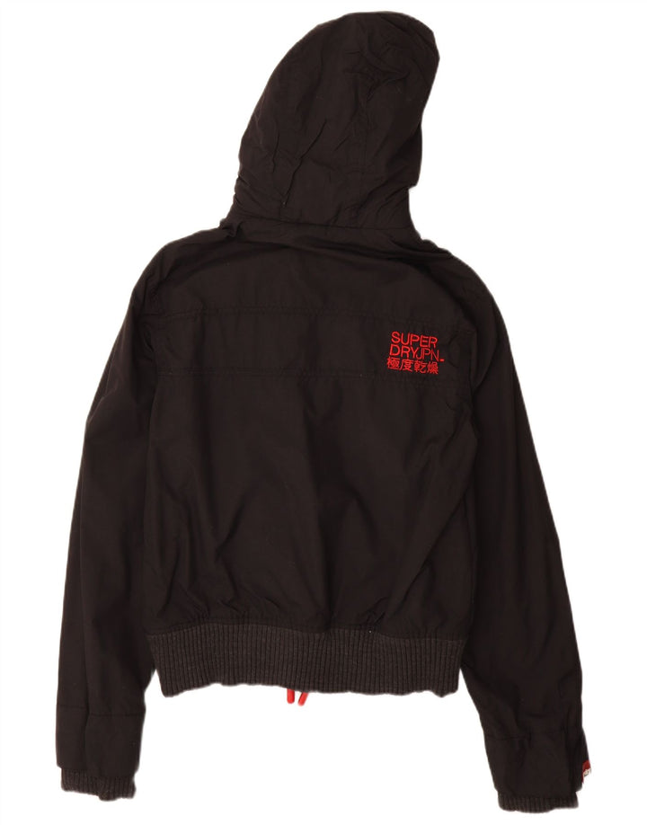 SUPERDRY Womens The Windbomber Hooded Windbreaker Jacket UK 10 Small Black
