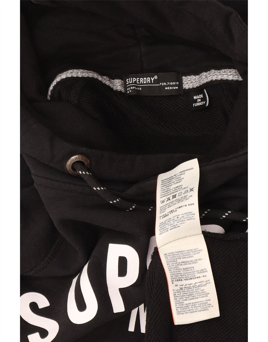 Ανδρικό γραφικό κουκούλα Superdry, μεσαίο μαύρο βαμβακερό