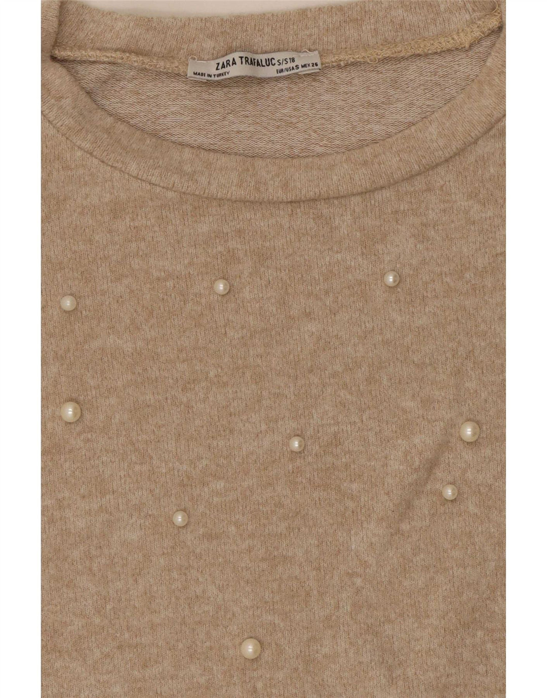 Zara Γυναικεία Μπλούζα Trafaluc Oversized Top UK 10 Small Beige Spotted