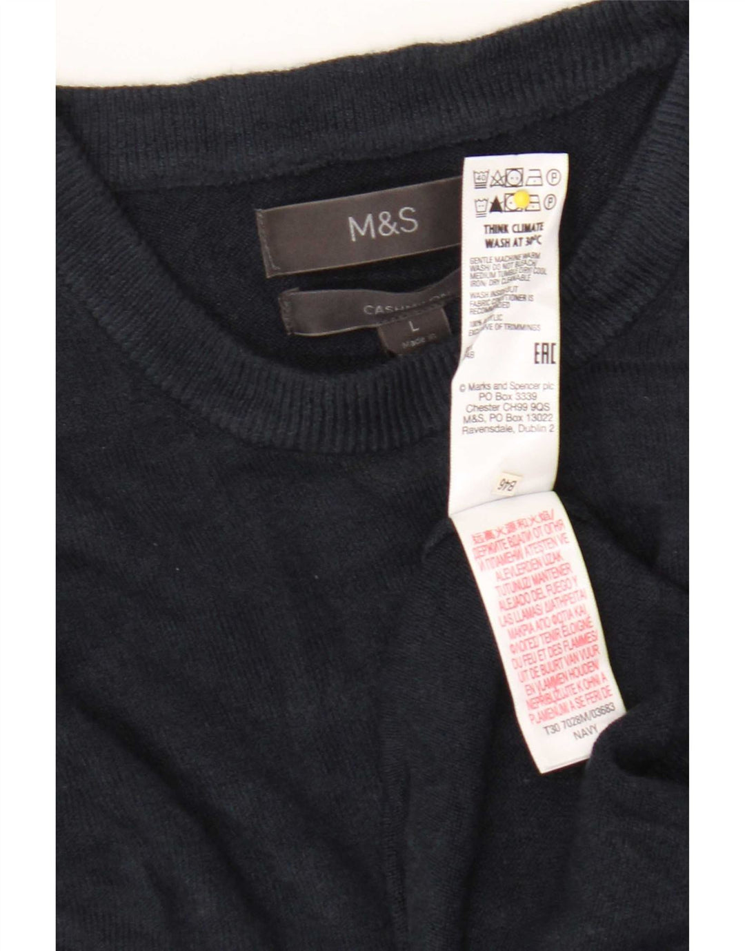 Marks & Spencer Ανδρικό πουλόβερ με λαιμόκοψη μεγάλου μπλε ακρυλικό