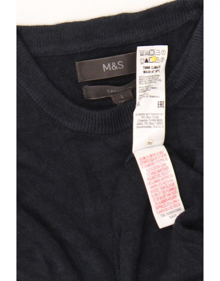 Marks & Spencer Ανδρικό πουλόβερ με λαιμόκοψη μεγάλου μπλε ακρυλικό