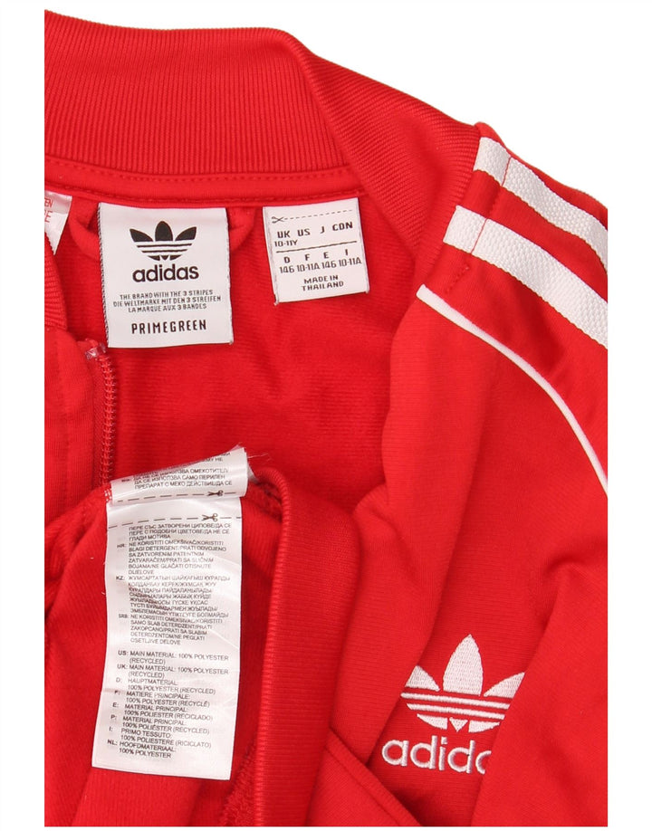 Adidas Boys Tracksuit Top Jacket 10-11 Years Red Polyester