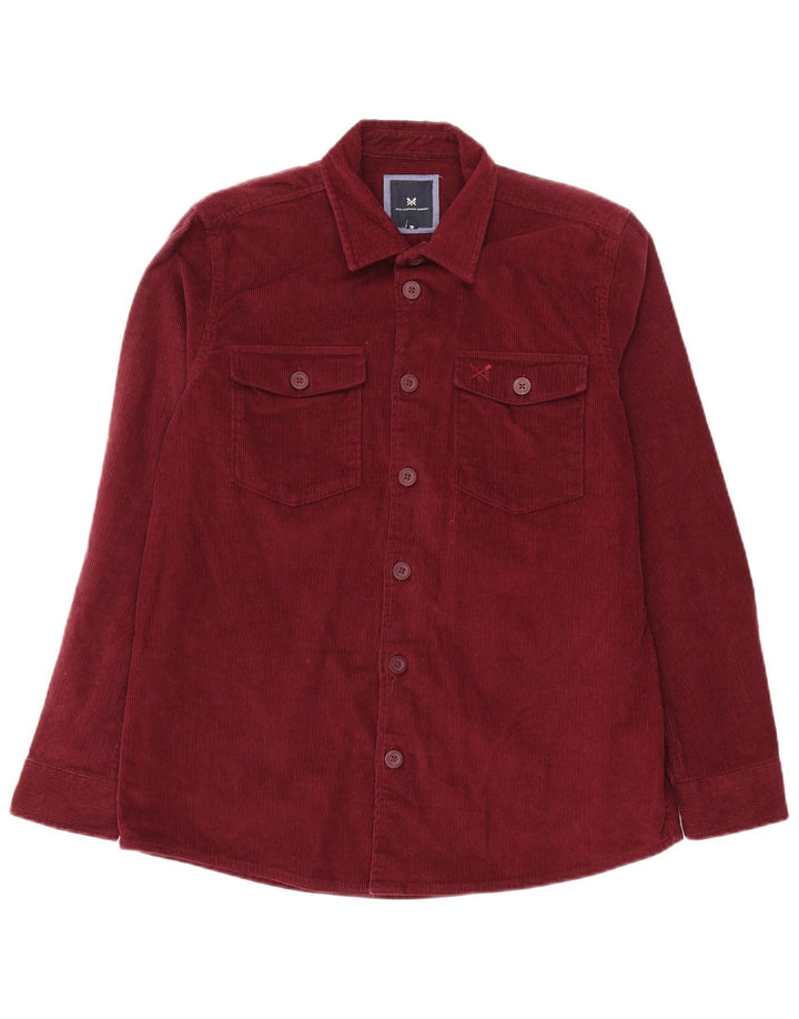 CREW CLOTHING Ανδρικό κοτλέ πουκάμισο από μεσαίο βαμβακερό μπορντό