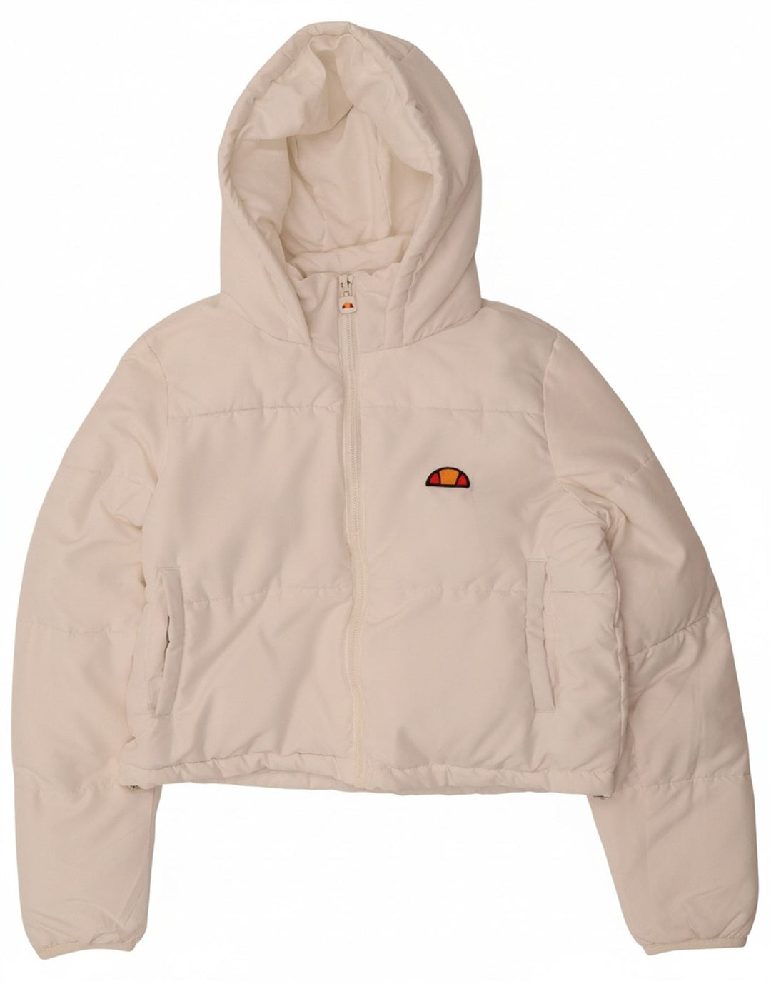 ELLESSE Womens Hooded Crop Padded Jacket UK 14 Large White Polyester