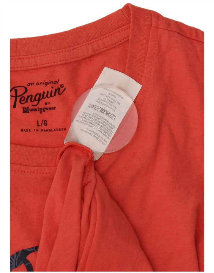 Ανδρικό γραφικό T-Shirt Penguin Top μεγάλο πορτοκαλί βαμβακερό