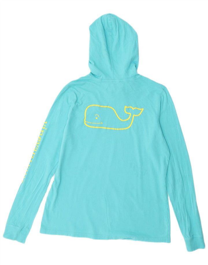 VINEYARD VINES Γυναικεία μπλούζα με κουκούλα με γραφικό μακρυμάνικο UK 10 Small Blue
