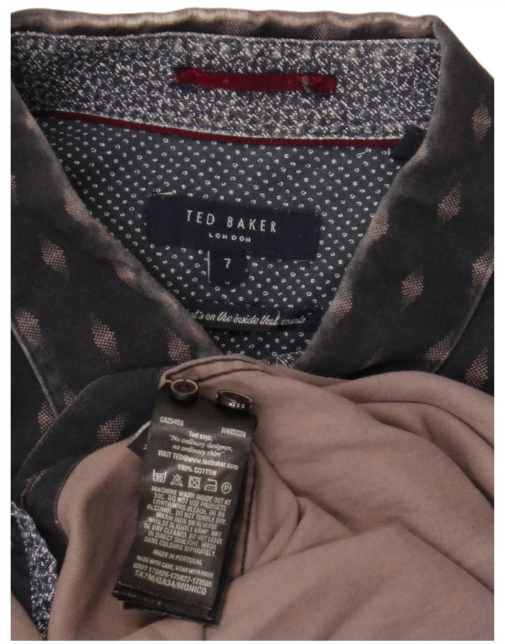 TED BAKER Ανδρικό πουκάμισο μέγεθος 7 3XL Navy Blue Geometric Cotton