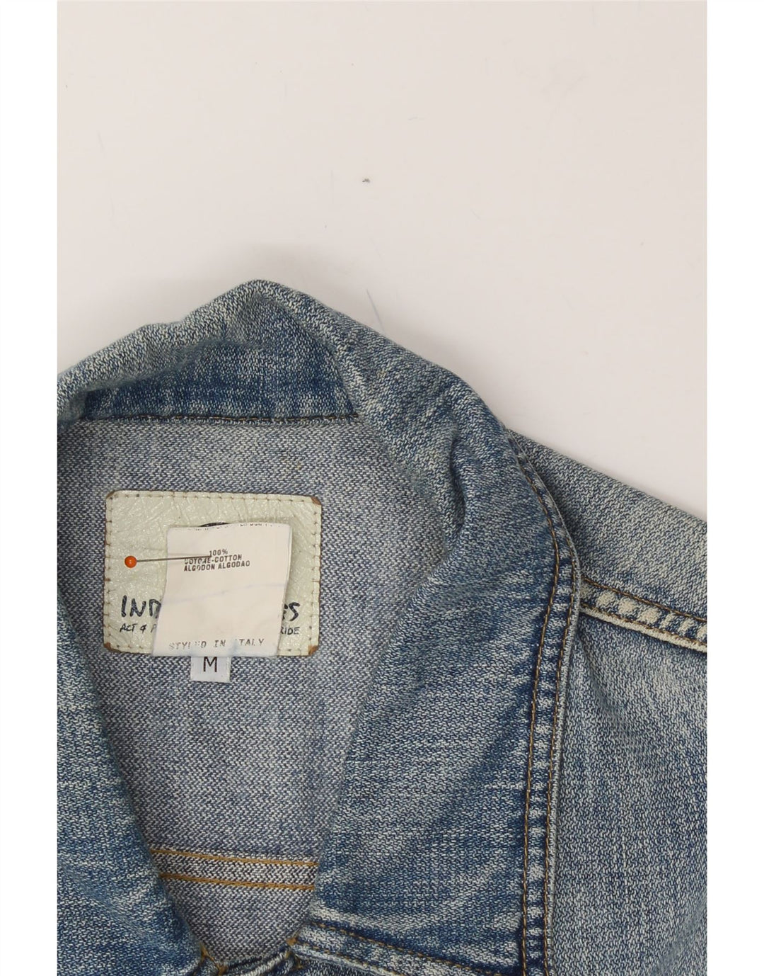 INDIAN RAGS Womens Denim Jacket UK 14 Medium Blue Cotton Classic Vintage Indian Rags and Second-Hand Indian Rags from Messina Hembry 
