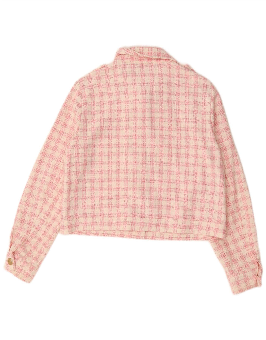 Zara Γυναικείο Crop Military Jacket UK 16 Large Pink Check