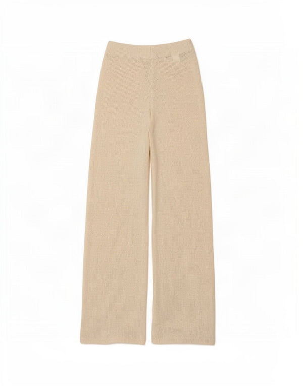 Zara γυναικείο πλεκτό casual παντελόνι UK 8 Small W26 L28 Beige Polyester