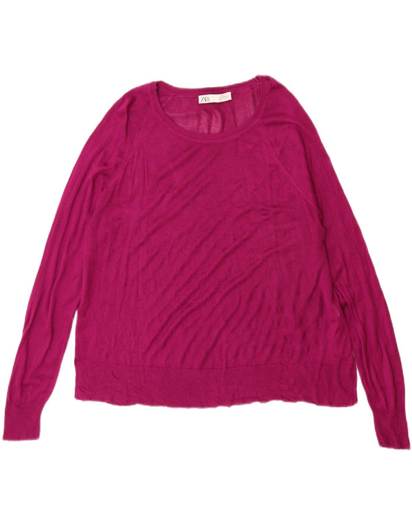 Zara Γυναικείο πουλόβερ με λαιμόκαυστο UK 14 Medium Purple Viscose