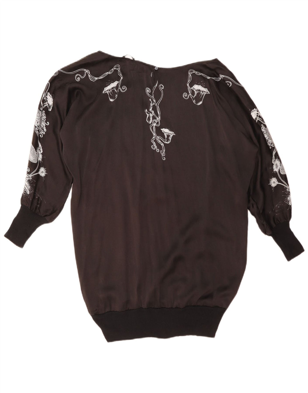 ZARA Γυναικείο τοπ μακρυμάνικο UK 14 Medium Black Floral