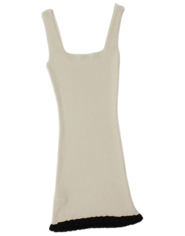 Zara Γυναικείο Αμάνικο Jumper Φόρεμα UK 8 Small White Polyester