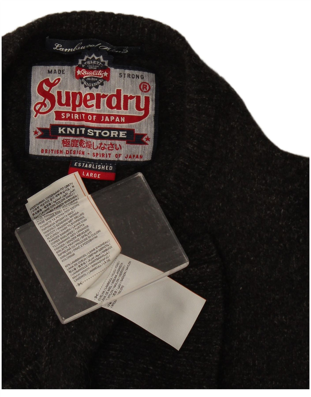 Ανδρικό πουλόβερ Superdry Crew Neck Jumper Μεγάλο Γκρι Lambswool