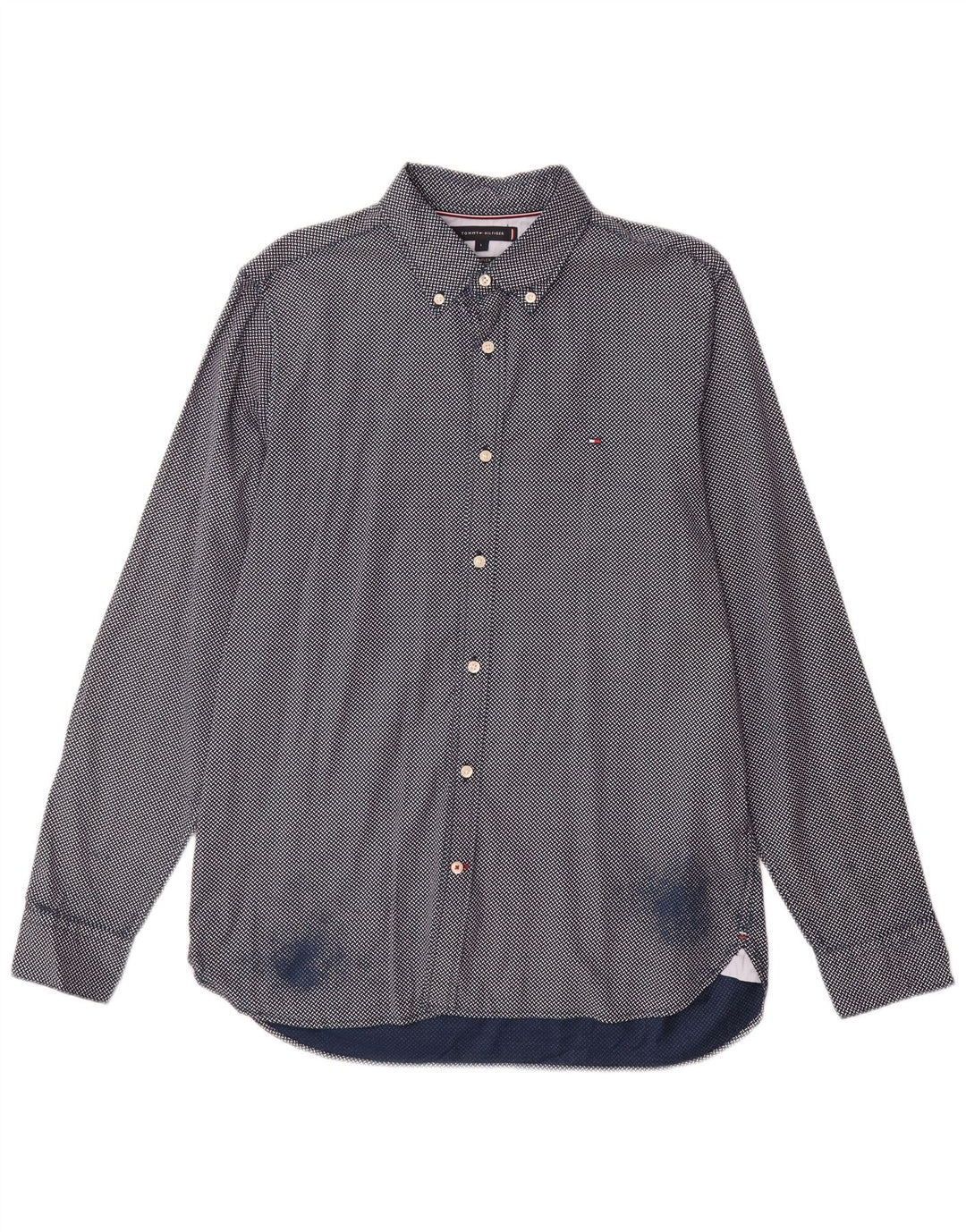 Tommy Hilfiger Ανδρικό πουκάμισο Flex Slim Fit Μεγάλο Navy Blue γεωμετρικό βαμβακερό