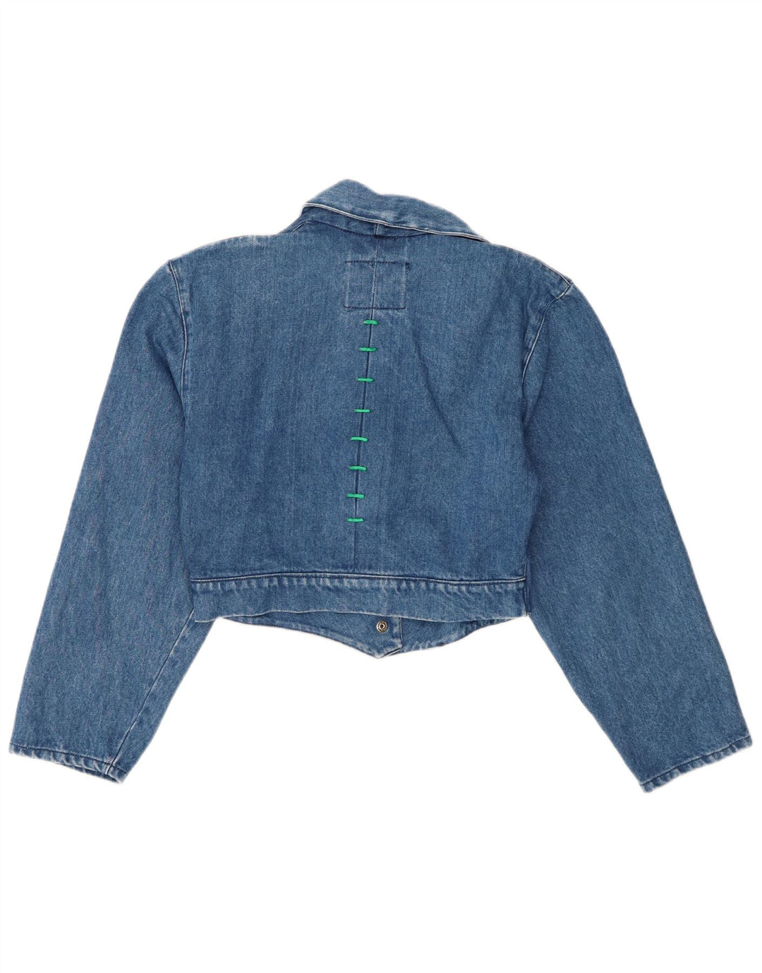 Vintage Γυναικείο Crop Τζιν Μπουφάν UK 10 Small Blue Cotton