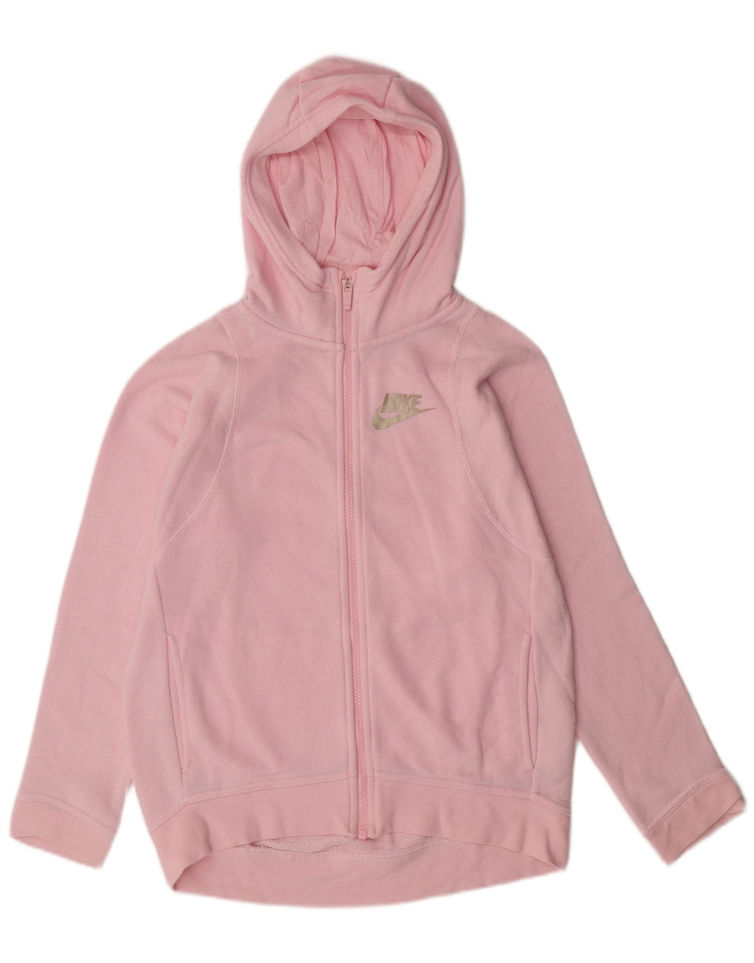 NIKE Girls Zip Hoodie πουλόβερ 12-13 ετών μεγάλο ροζ βαμβακερό