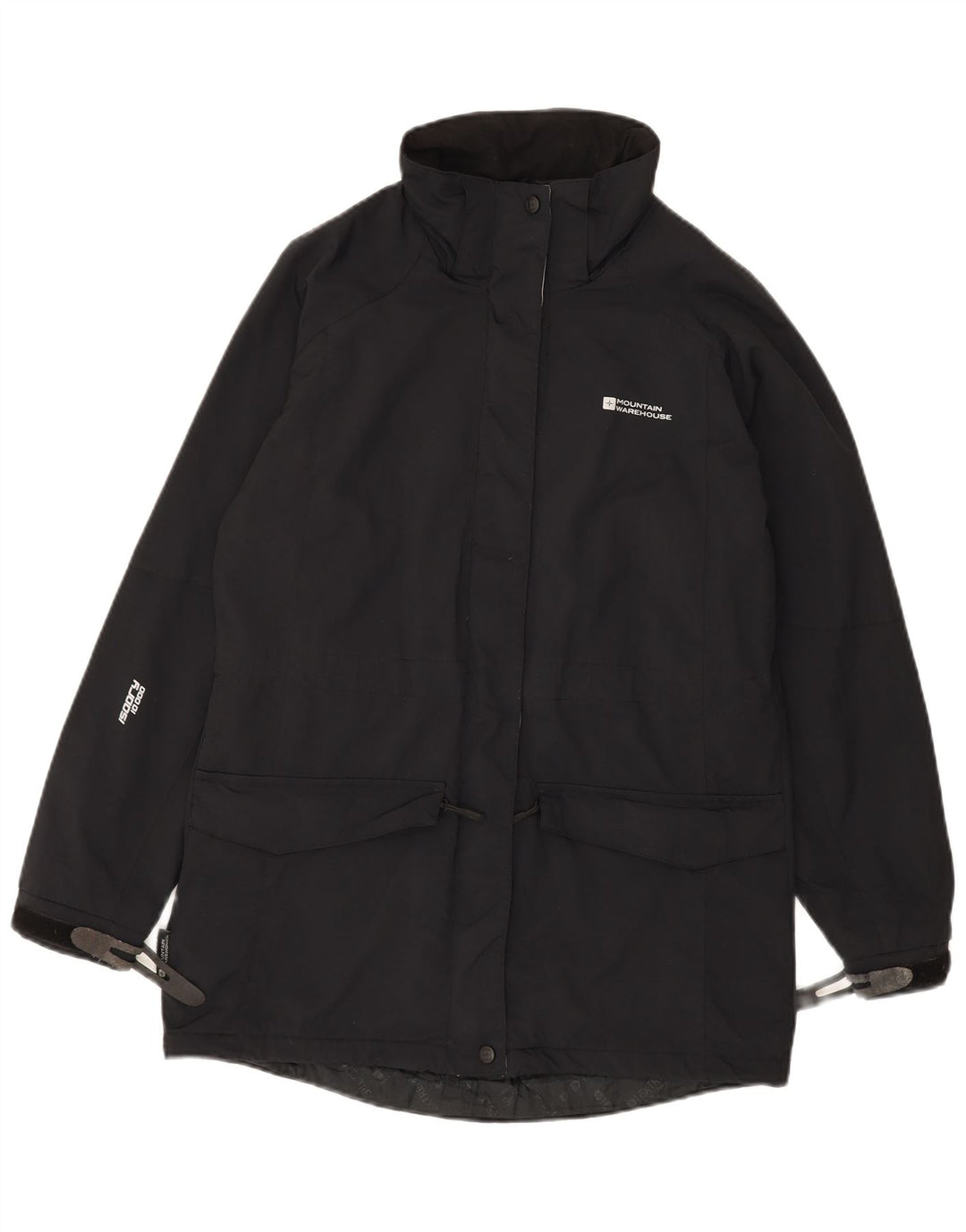 MOUNTAIN WAREHOUSE Womens Hooded Rain Jacket UK 12 Medium  Black Nylon