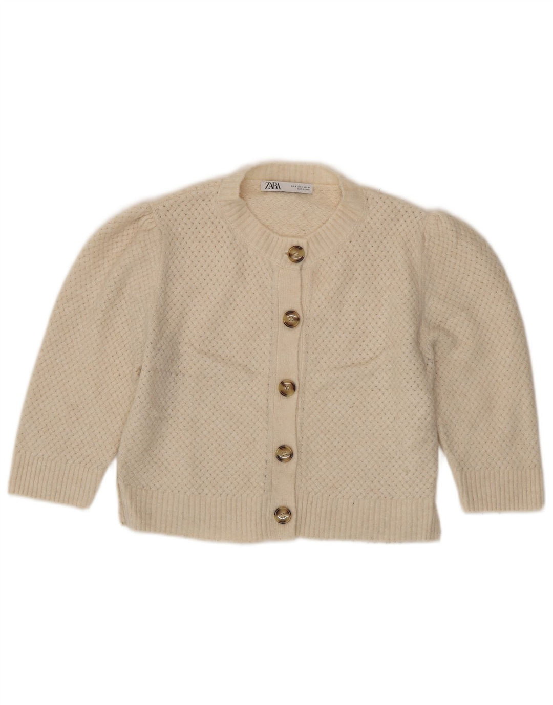 Zara Γυναικεία Ζακέτα Crop UK 10 Small Beige Polyester