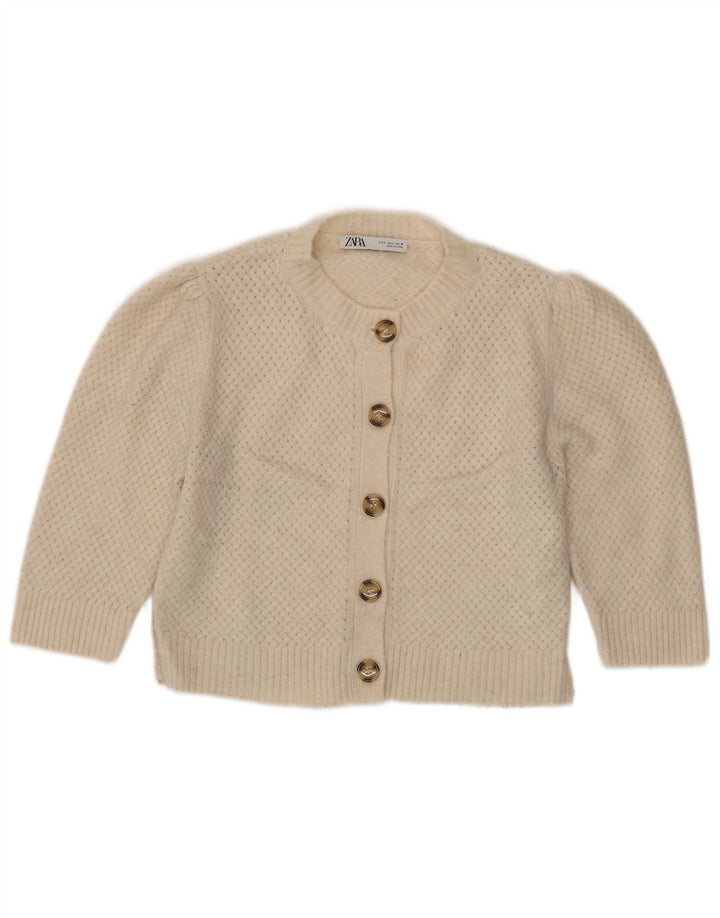 Zara Γυναικεία Ζακέτα Crop UK 10 Small Beige Polyester