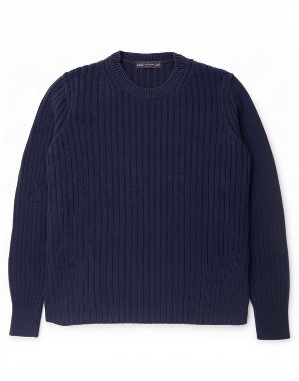 Marks & Spencer Γυναικείο πουλόβερ με λαιμόκοψη UK 12 Medium Navy Blue
