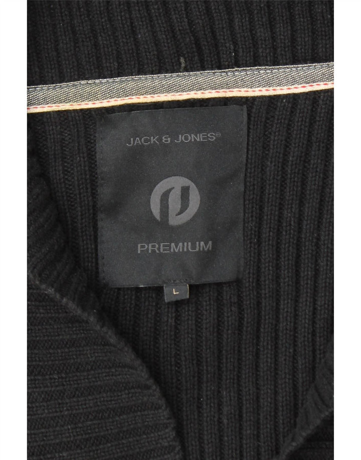 Jack & Jones Ανδρική ζακέτα πουλόβερ μεγάλο μαύρο βαμβακερό