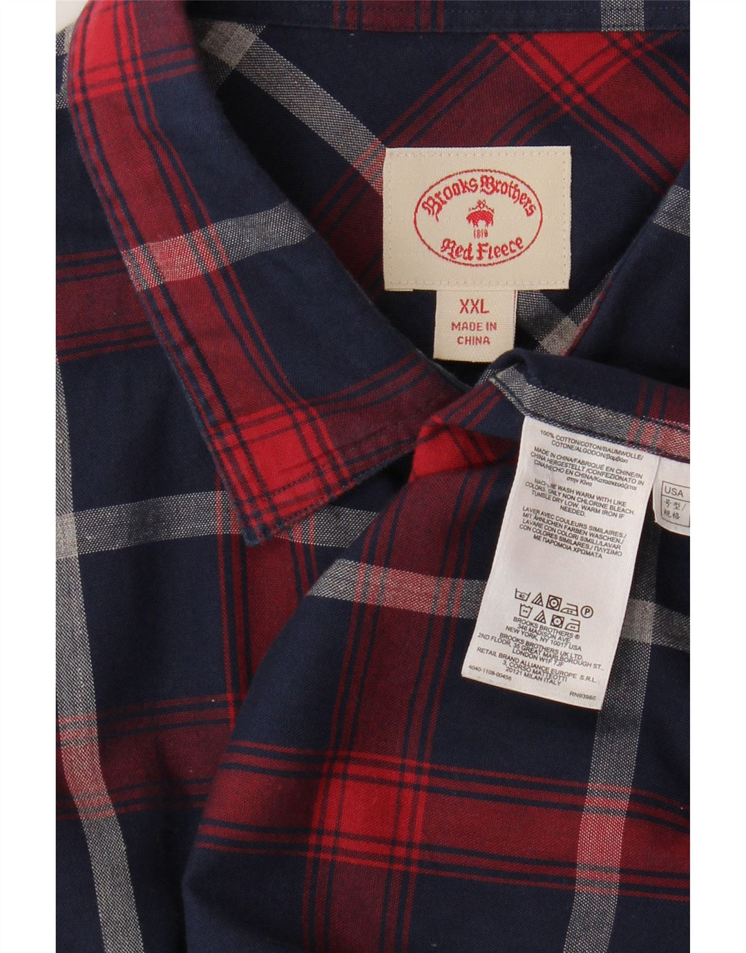 Ανδρικό πουκάμισο Brooks Brothers 2XL Navy Blue Check Cotton
