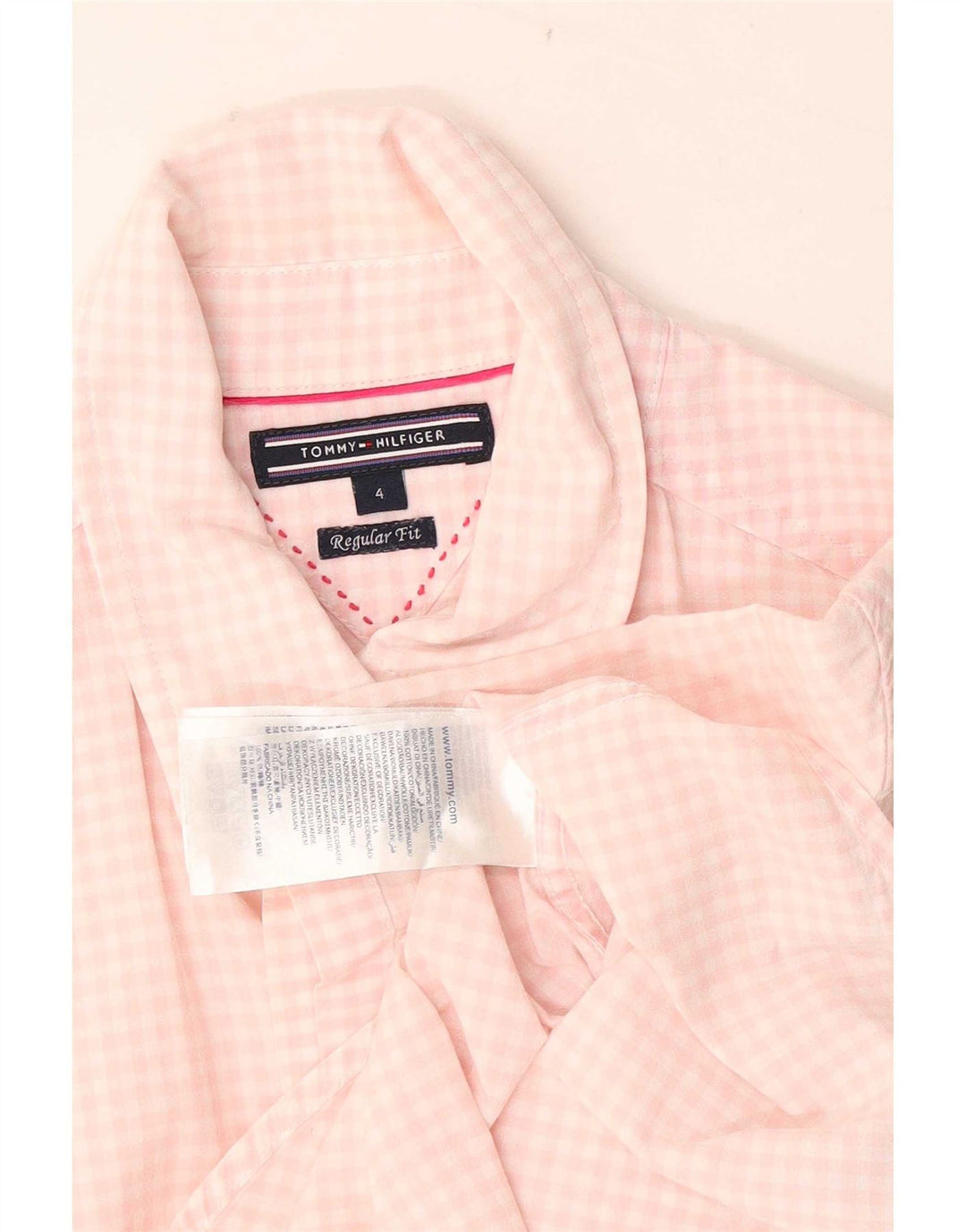 Γυναικείο κοντομάνικο πουκάμισο Tommy Hilfiger US 4 Small Pink Gingham