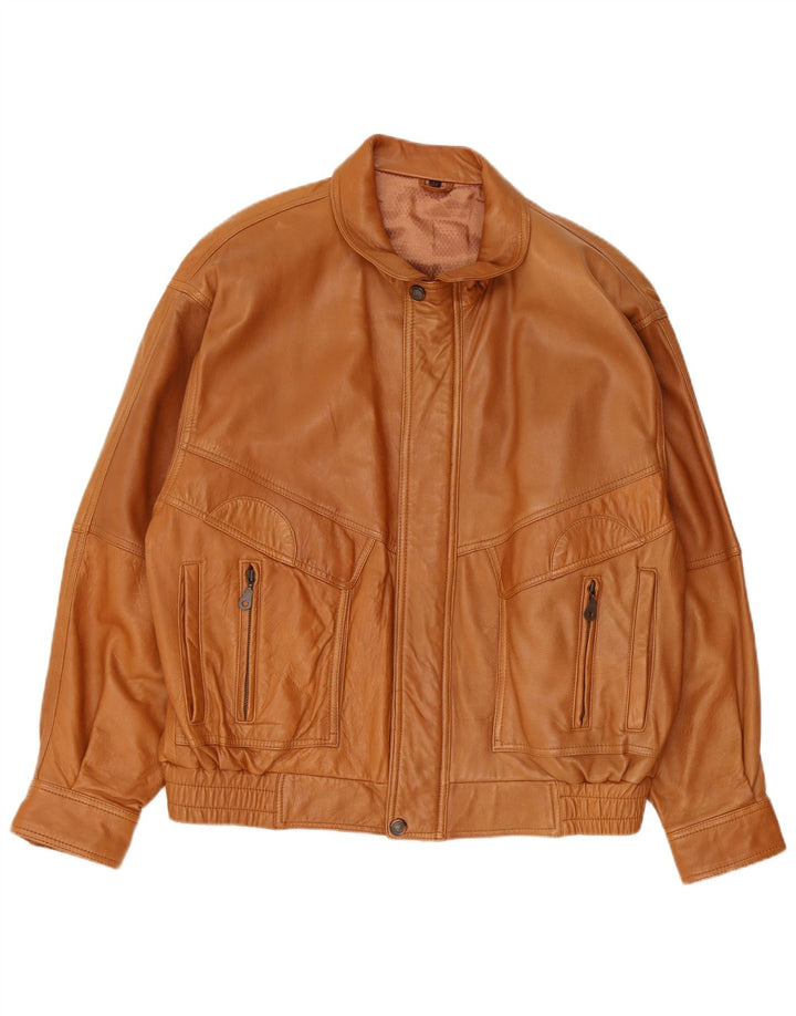 Vintage Ανδρικό Loose Fit Δερμάτινο Μπουφάν EU 48 Δέρμα αρνιού μεσαίου καφέ