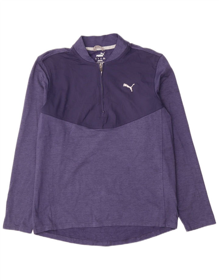Puma Ανδρική μπλούζα με φερμουάρ με μακρυμάνικο μικρό μπλε πολυεστέρα