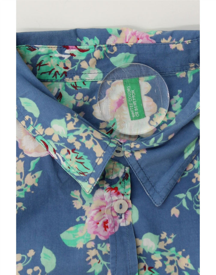 BENETTON Γυναικείο πουκάμισο UK 14 Medium Blue Floral