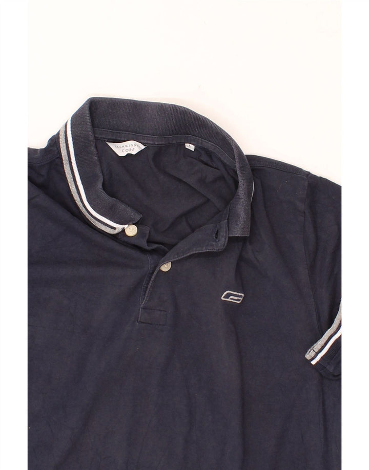 JACK & JONES Mens Polo Shirt Large Navy Blue Cotton Vintage Jack & Jones and Second-Hand Jack & Jones from Messina Hembry 