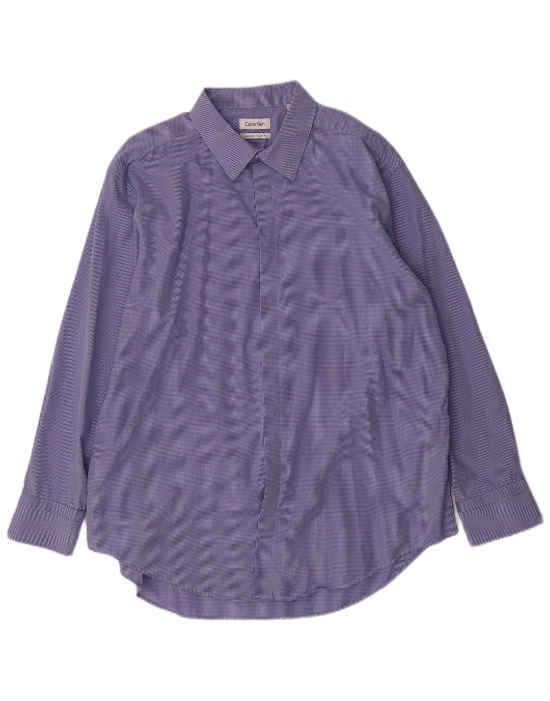 CALVIN KLEIN Ανδρικό πουκάμισο Slim Fit Μέγεθος 17 1/2 XL Blue Check Cotton