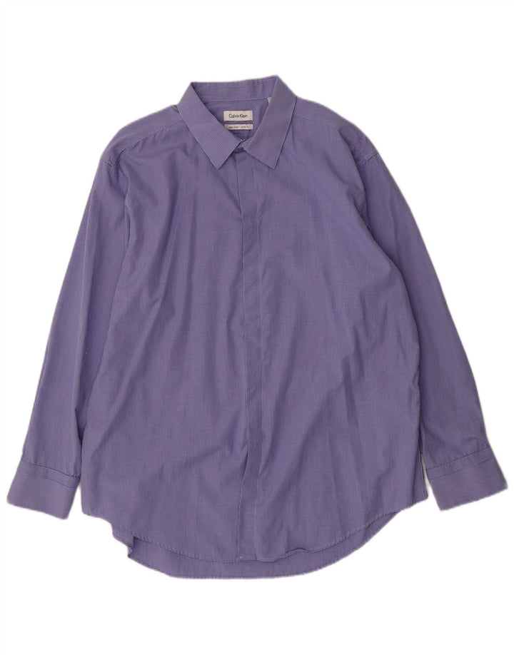 CALVIN KLEIN Ανδρικό πουκάμισο Slim Fit Μέγεθος 17 1/2 XL Blue Check Cotton