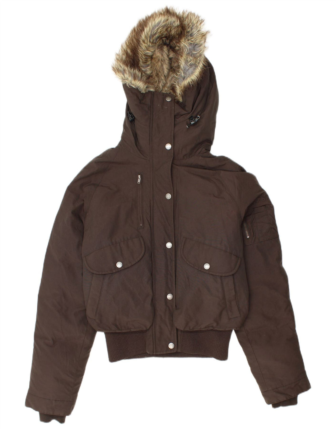 Woolrich Γυναικείο μπουφάν με κουκούλα μπουφάν UK 10 μικρό καφέ βαμβακερό