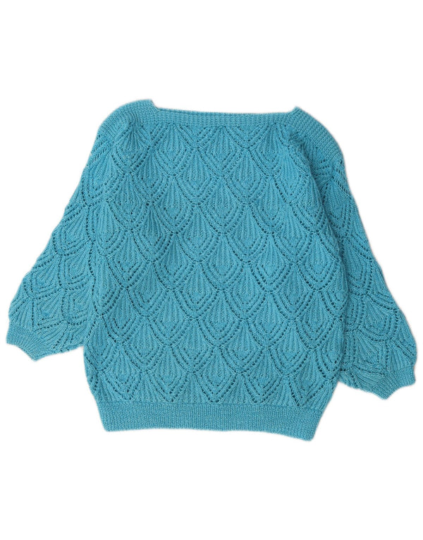 Vintage Womens Boat Neck Jumper Sweater UK 14 Large Blue