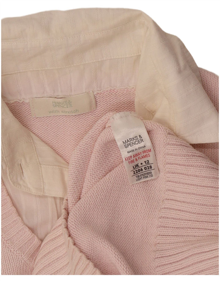 Marks & Spencer Γυναικείο πουλόβερ με λαιμό polo UK 12 Medium Pink