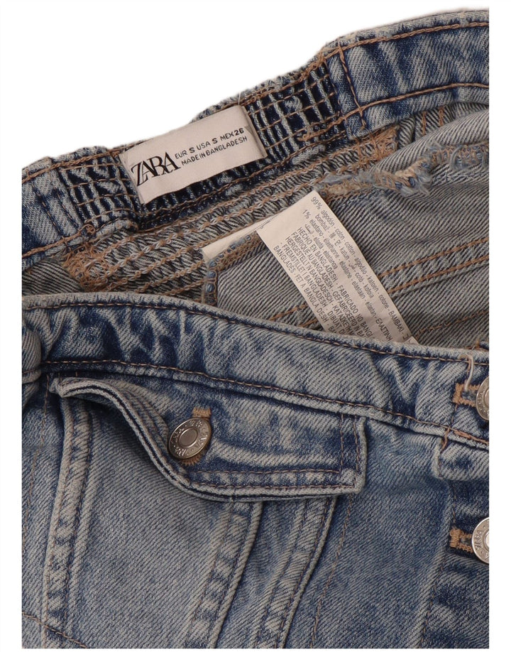 Zara Γυναικείο τζιν κορσέ μπλουζάκι στράπλες UK 8 Small μπλε βαμβακερό