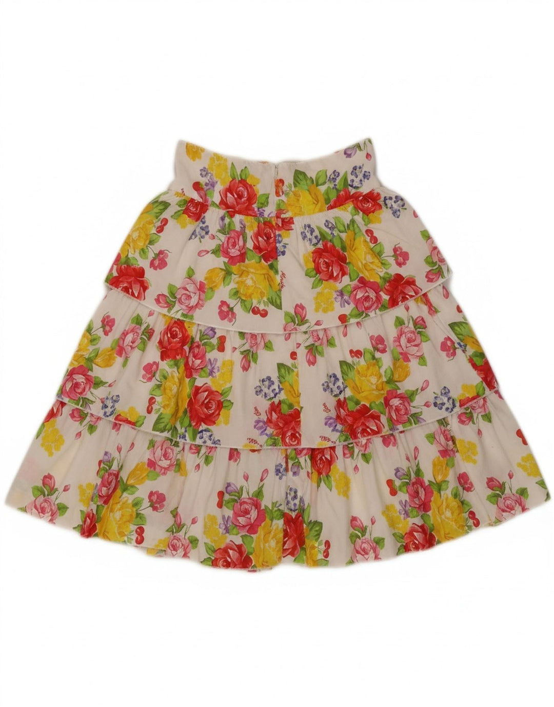 MONNALISA Womens Tiered Skirt UK 10 Small W26  White Floral Cotton Vintage Monnalisa and Second-Hand Monnalisa from Messina Hembry 